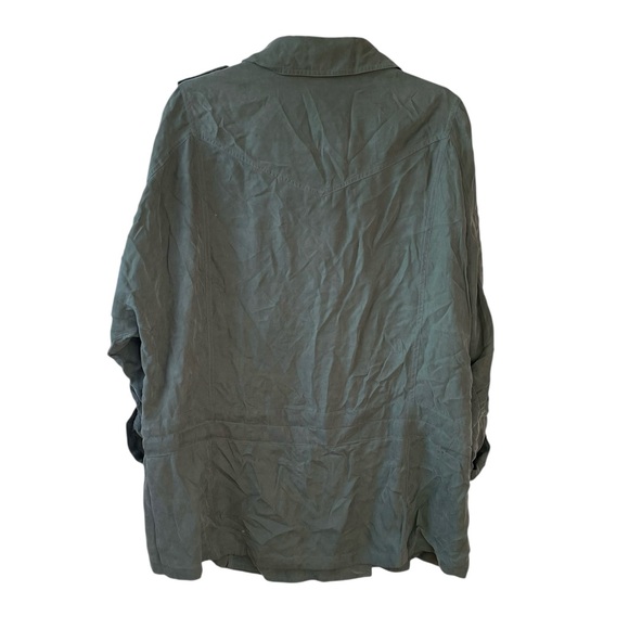 FREE PEOPLE The Lea Double-Breasted Trench Coat Olive Green M - Picture 10 of 13